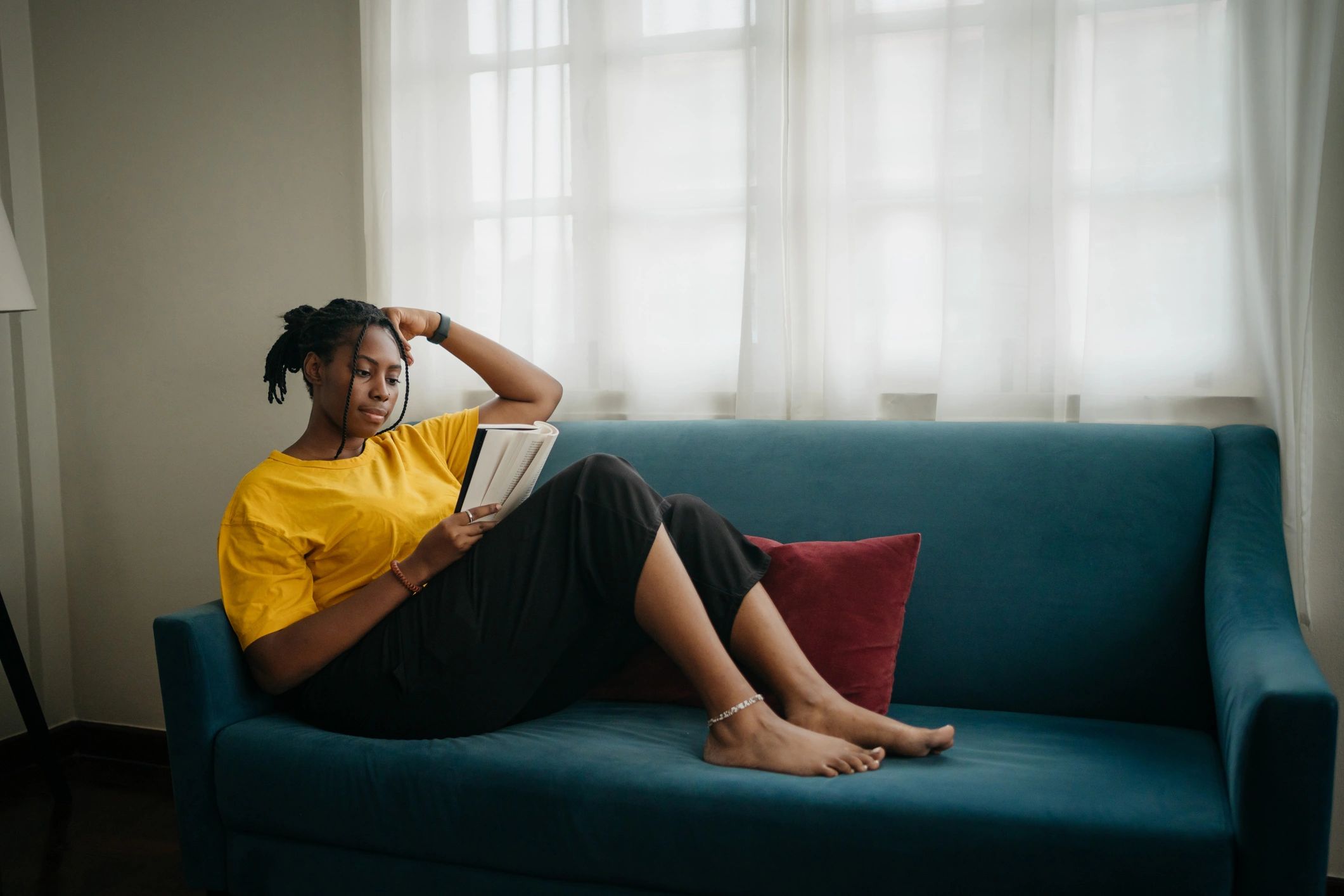 Reader engaged with a book