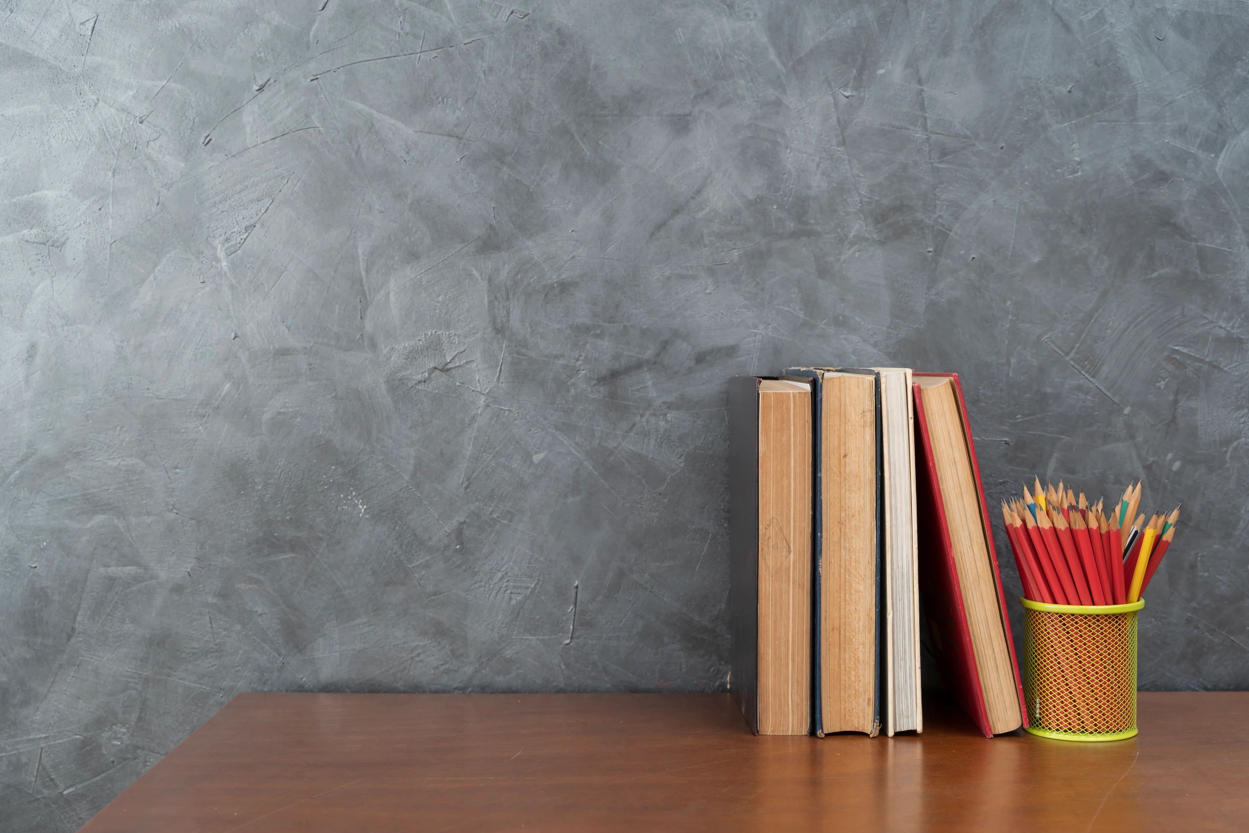 Books and study materials on a desk